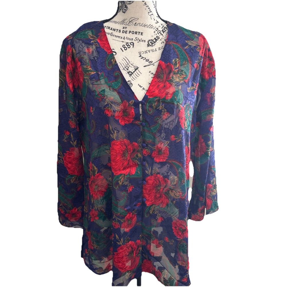 Victoria's Secret Purple Floral Sheer Small Nightie Nightgown Négligée Y2K Sexy